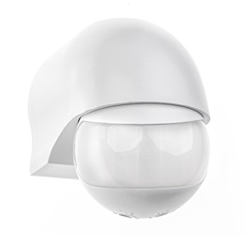 HUBER MOTION 3, rilevatore di movimento a infrarossi 180 °, bianco, regolabile in orizzontale e in verticale, per uso interno ed esterno, protezione dagli spruzzi d'acqua IP44