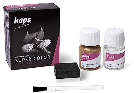 Kaps Dye Super Color Professional Leather Shoe Dye for Natural, Faux - Fabric Preparer and Paint, for Nourishing and Repairing Shoes (166 - Camel)