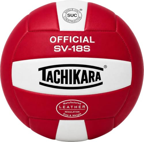 Tachikara SV-18S Composite VolleyBall, Scarlet-White, 18