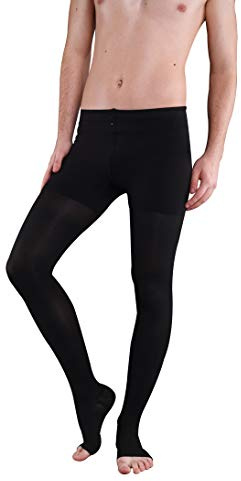 Kurze Kompressionsstrumpfhose AT, Stützstrumpfhose, IG kurz, Kl. 2, Offene Spitze (5, Schwarz)