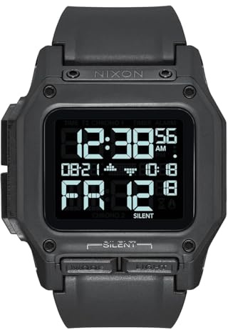NIXON Rectangular Watch, Regulus, Black, One Size, Strap, Black, Taille Unique, Strap