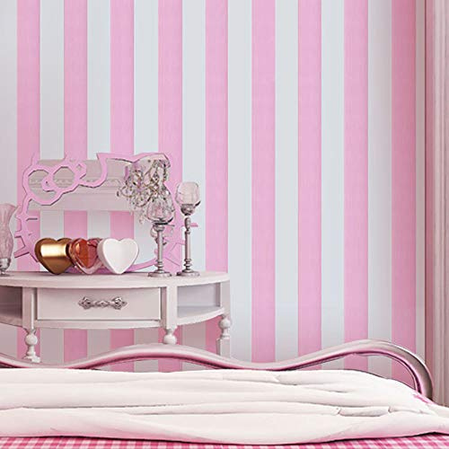 Dra av och klistra fast vinyl rosa och vit randig tapet kontaktpapper tapet självhäftande rand hyllfoder byrå låda skåp foder möbler väggpapper klistermärke avtagbar (45 x 300 cm)