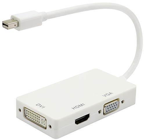 zdyCGTime 1080P Mini DP 3-in-1 converter,Mini DP maschio a HDMI/VGA/DVI femmina convertitore video,compatibile con interfaccia Mini DP laptop,HDTV,proiettori e altri dispositivi compatibili.