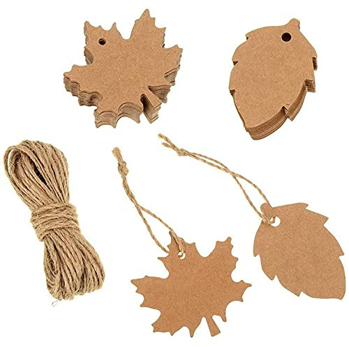 100 Pezzi Etichette Foglia d'acero, Etichette Regalo in Carta Kraft Marrone, Etichette Regalo di Carta, Regalo Appeso Etichetta, per Feste di Matrimonio Natalizie e Festive Arti e Mestieri