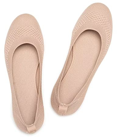 Frank Mully Ballerines Plates à Enfiler en Tricot pour Femme - Escarpins à Bout Rond, Écru, 39 EU