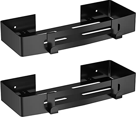 SXCDD Schwarzer quadratischer Duschkorb Duschkorb Badablage mit Haken für Duschkabinen