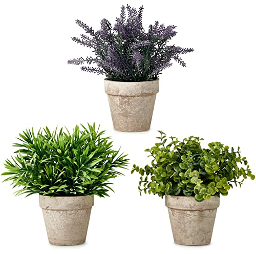 Mr. Bom Artificial Hanging Plant Fake Plants with Pot Artificial Plants for Indoor Outdoor Room Décor (Eucalyptus) (lavender)