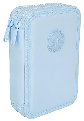 Goldkids COOLPACK 2-fache Federtasche Federmappe Federmäppchen Pastel Powder Blue 34-teilig Schüleretui Stifte und Pinsel inkl. Aufgabenheft Federbox Etui Stiftetasche Schlamper-Etui Schul-Etui