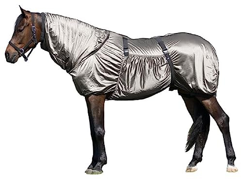 Brama West Ekzemerdecke mit Halsteil für Pferde - Pferdedecke - Insektendecke - Fliegendecke - mit Bauchlatz & Bauchgurten - Grau, Gr. 110