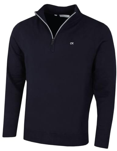 Calvin Klein Uomo Campus Maglione per Tutte Stagioni - Blu Navy/Argento - L