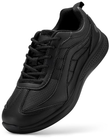 FitVille Arbeitsschuhe Herren Weit rutschfeste Schuhe Kochschuhe Wasserdicht Walkingschuhe Leicht Freizeitschuhe Non-Slip Sicherheitsschuhe ohne Stahlkappe,Schwarz,50 EU