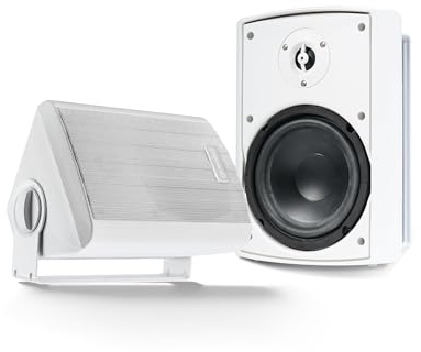 Gemini Sound GHSI-W400BT-PR-WHT 4 Leistungsstarker Bass-Tieftöner mit 100 Watt Spitzenleistung, wasserdicht, Bluetooth, Wand- und Deckenmontage, kabelgebundenes Lautsprecherpaar