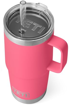 YETI Rambler Straw Mug, Stainless Steel Vacuum Insulated Mug with Straw Lid, Tropical Pink, 25 oz (739 ml)