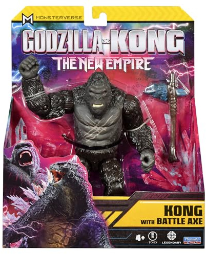 MonsterVerse Godzilla x Kong: The New Empire, action figure giocattolo da combattimento di Kong, personaggio iconico del film da collezione, include la funzione Ascia da battaglia, adatto per bambini