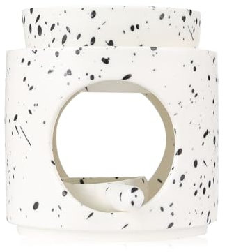 Zweipappel Duftlampe aus Keramik mit Teelichthalter | Aromalampe | Duftöl und Duftwachs diffusor | H*11cm ø10cm Abnehmbare Schale | Gerillte Oberfläche | (Tintenfarbe)