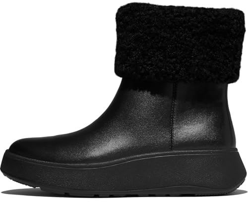 Fitflop Women's F-mode Shearling-collar Zip-up Leather Ankle BootsAnkle Boot