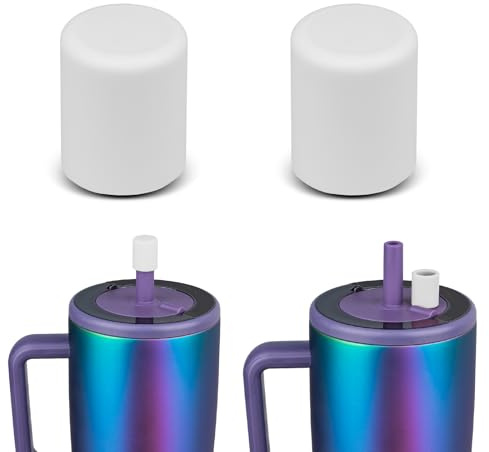 TERPINK 2 Pack Magnetic Straw Caps Compatible with BrüMate All Era and Resa Tumblers, Silicone Straw Caps Toppers Compatible with Brumate Accessories, Straw Covers Protectors BPA Free (Light Gray)