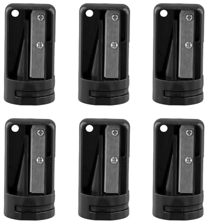 6 Pezzi Temperamatite da Carpentiere, 5,5x2,8 cm Temperamatite per Falegnami, Temperamatite Manuale per Matite da Carpentiere, Carpenter Pencil Sharpener per Lavorazione del Legno Scuola, Nero