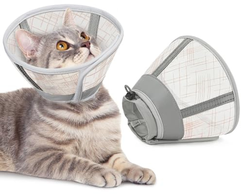 Supet mjuk kattkon-halsband, lufttyg katt återhämtningskonar efter operation för att förhindra läckor, justerbar, ventilerande katthalsband som alternativ för små kattungar och katter