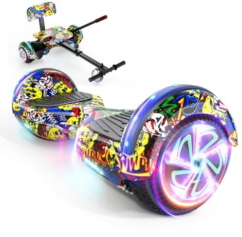 Scooter Seat Attachment, Adjustable Frame Length Scooter Go Kart Combo, Safety Certified Hoverboard Go Kart for Kids