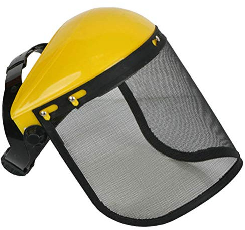 Casco di Sicurezza con Visiera Completa a Rete per Protezione del Viso per Taglio e Abbattimento, Protezione Forestale e Agricola
