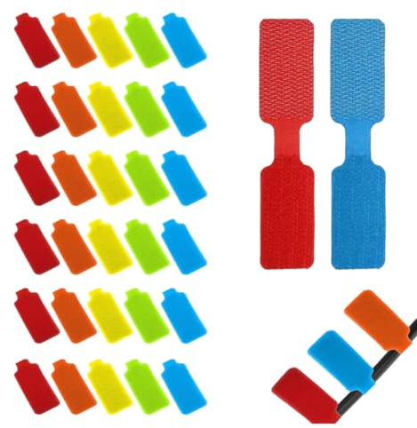 50 PCS Cable Labels, Cord Tags Labeling, Electronic Cable Identification Tags, Reusable Cable Ties Cable Tags，Cable Markers for Electronics Write Multicolored Handwriting Cable Management (5 Colors)