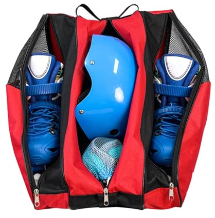 Fuuxtci Bolsa para Patines | Bolsa De Patinaje De 3 Capas con Correa Ajustable para Hombro,Bolso Transpirable para Zapatos Casco Equipamiento,para Actividades Invernales Y Exteriores