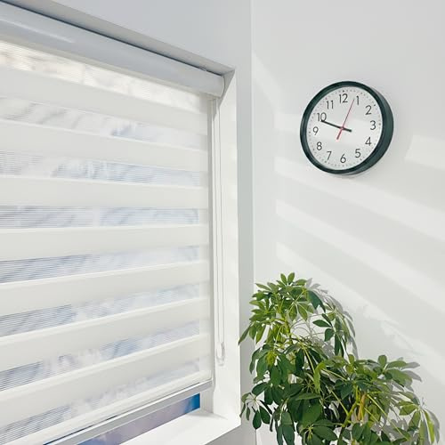 ShadesU Zebra Blinds for Indoor Window Roller, Zebra Shades for Windows Privacy Light Filtering Shades (Maxium Height 72inch) (White Color)(Width 95 inch)