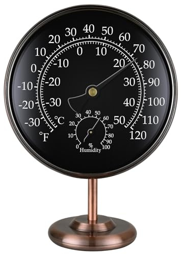 Aowutus 4 in Antique Solid Brass Analog Thermometer Hygrometer