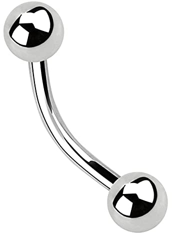 Intimate Piercing Titanium Curved Barbell 1.6 x 6 MM Titanium Balls with 2 4 MM