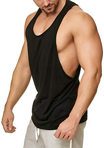 Mivaro Muscle Shirt Herren Tank Top Achselshirt mit tief geschnittenem Armausschnitt Schwarz, Größe:M