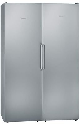 Siemens, KA95NVIEP, iQ300, Set Eintür-Kühlschrank und Eintür-Gefrierschrank, Europäischer Side by Side, hyperFresh Schublade, safetyGlas-Ablagen, noFrost, Gebürsteter Stahl mit antiFingerprint