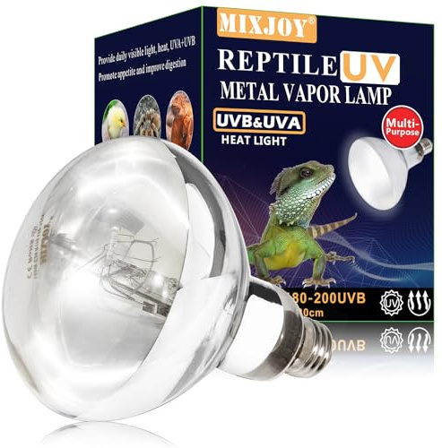 MIXJOY 160W Reptile Heat Lamp Bulb, Full Spectrum UVA UVB Reptile Light Bulb, UVB Light for Reptiles and Amphibians Use