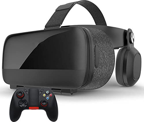 RSGK VR Auricular Realidad Virtual, Gafas VR con Controlador, Vidrio VR Ajustable de Realidad Virtual 3D, Regalos para niños y Adultos, Compatible con teléfonos móviles de 4.7-6.0 Pulgadas
