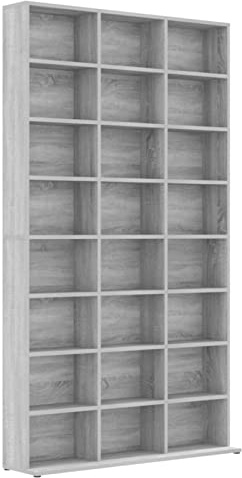 Norheim Mobile Scaffale per CD a Colonna Grigio Sonoma 102x23x177,5 cm in Legno Multistrato Adatto per Soggiorno