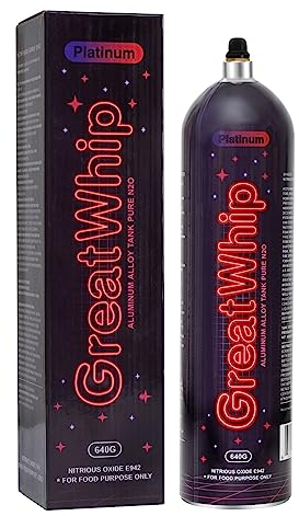 GreatWhip 640g N2O Lachgas Flasche Zylinder für Sahnebereiter, 640 g Cylinder,100% Recyclable Stainless Steel Cylinder for Cream Makers