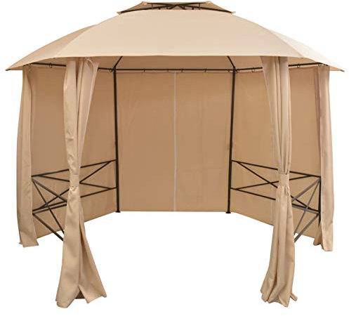 Lechnical Gazebo Protective Cover,Pop Up Gazebo,Garden Marquee Pavilion Tent with Curtains Hexagonal 360x265 cm