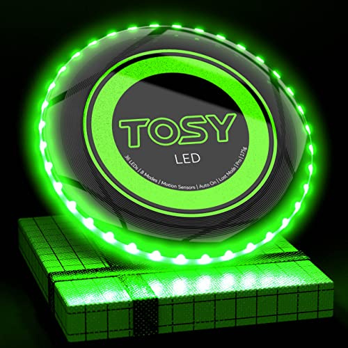 TOSY Flying Disc – 36 LED Monocolore, Super Luminoso, modalità Smart, Auto-Illuminazione, Ricaricabile, Impermeabile, Gioco Outdoor per Bambini e Adulti, 175 g
