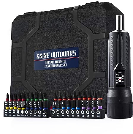 KNINE OUTDOORS Torque Screwdriver Wrench Driver Set 10-70 Inch Pounds lbs for Maintenance with T-bar Handle, 40 Hex Bits, 1/4 Socket, Shaft Extension, For Tools, Bike Repairing and Mounting, Black
