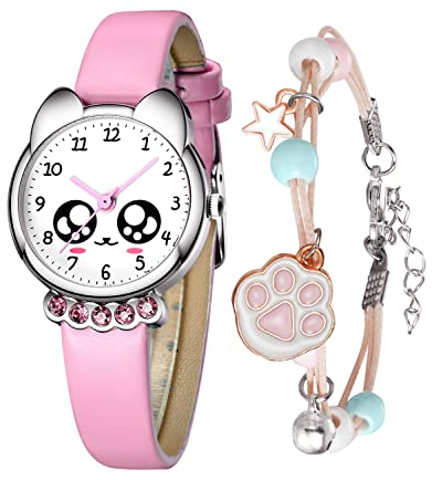 CIVO Kinderuhr Mädchen Junge, Kinder Armbanduhr Analoge Quarzuhr Lernuhr Kinderuhr Set Lern Armbanduhr mit Zeitlernübungen, Kinder Uhr für Mädchen Teaching Handgelenk Uhren mit Leder Armband