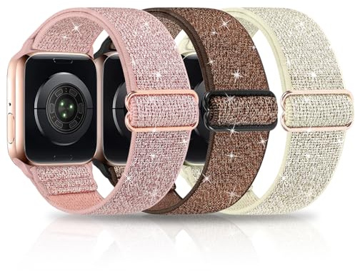 3-pack blanka stretchiga band kompatibla med Apple Watch Band 49 mm 38 mm 40 mm 41 mm 42 mm 44 mm 45 mm, nylon justerbar sport Solo Loop kvinnor ersättningsremmar för iWatch Series Ultra 8 7 6 5 4 3 2