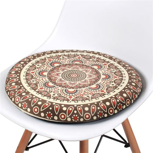FANSU Cuscino per Seduta in Memory Foam Comfort, Cuscini per Sedie da Rotondo Cuscino per Sedia Rotondo Elastico Cuscini Rotondi per Sedili Lavabili per Casa, Giardino (28x3cm,Cachi Vintage)