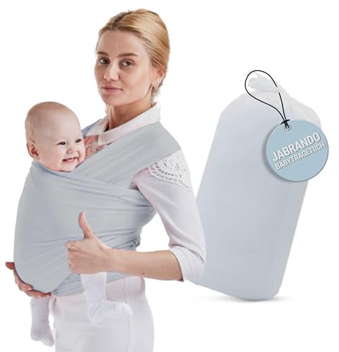 JaBranDo - Babytragetuch - Babywickeltuch empfohlen von Hebammen - Ideal für längere Tragezeiten - Unterstützt die Wirbelsäule - Geborgenheit für das Baby - Diskrete Stillunterstützung (Hellblau)
