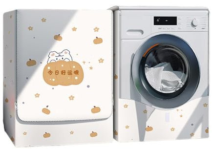 Odot Washer Dustproof Cover Front Load, Washing Machine Dryer Protector Waterproof Sunscreen Tumble Dryer Case Protective Cover for Most Front Loadi (orange pumpkin,XL (8.5-10kg))