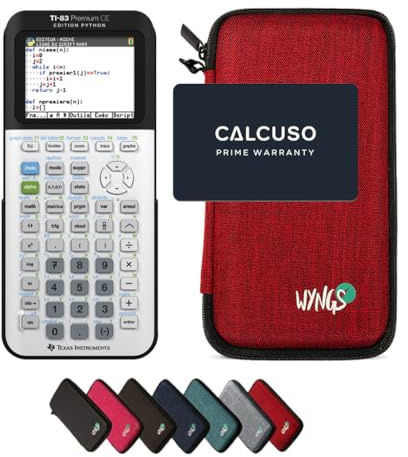 TI-83 Premium CE Edition Python inkl. WYNGS Schutztasche Rot - Grafikrechner - Basic Set