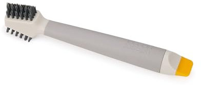 Joseph Joseph CleanTech Cepillo 3 en 1 para Limpieza en Detalle, Forma de V para Lechada, Cerdas Planas y Raspadoras, Mango Antideslizante