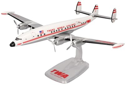 Herpa modellflygplan TWA Trans World Airlines Lockheed L-1049G Super Constellation – N7104C, miniatyr i skala 1:125, samlarobjekt, modell utan ställ, plast