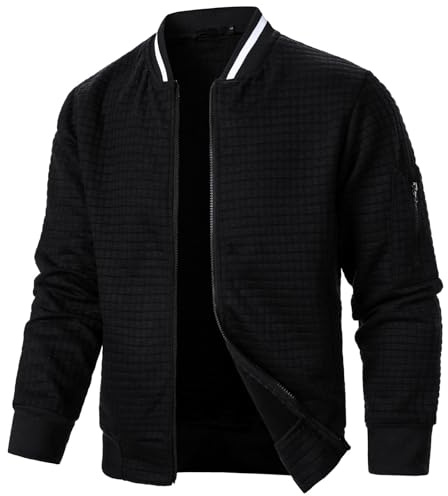 Blousons Homme Bomber Léger pour Printemps mi Saison Été Manches Longues Blouson Veste de Couleur Uni Décontracté Baseball Softshell Transition Coup-Vent Automne Mode