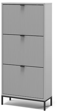 Vicco Shoe tipper Eliza, Grey, 60 x 130 cm with 3 folding drawers