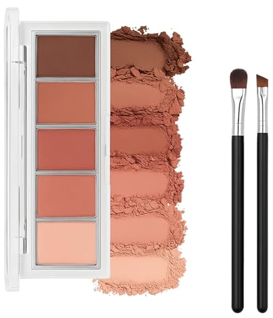 Neutral Nude Brown Eyeshadow Palette – 5 Matte Shades, Waterproof & Long Lasting, Highly Pigmented Creamy Formula, Natural Everyday to Warm Eye Makeup for Women (Rose)